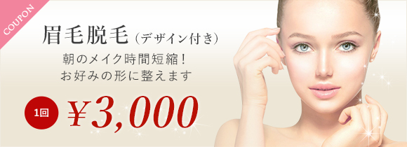 眉毛脱毛（デザイン付き) 朝のメイク時間短縮!お好みの形に整えます ¥3,000